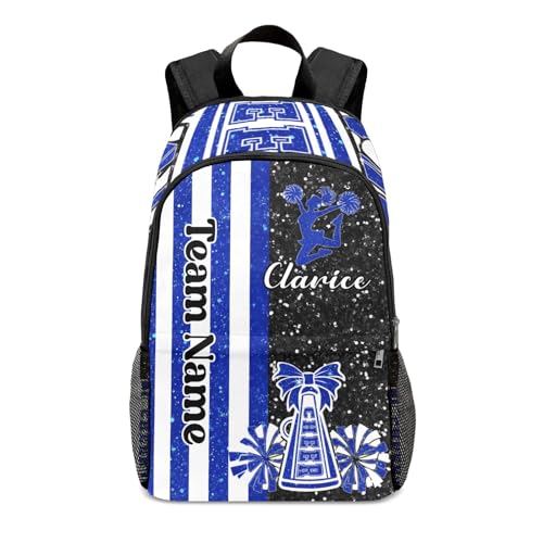 Personalized Royal Blue Cheer Backpack Custom Cheerleader Backpack Waterproof Cheerleading Daypack with Name Cheer Team Gift 11.8