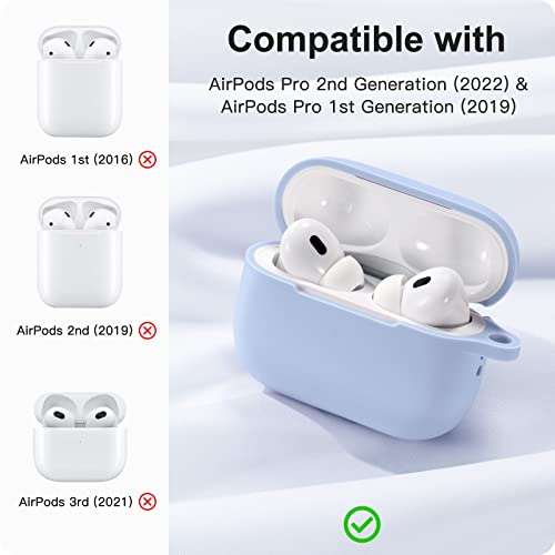 Snblk Airpods Pro 2 Case 2022 & Airpods Pro Case 2019, Silicone Protective Cover Skin With Keychain Compatible With Apple Airpods Pro 2Nd/1St Generation Case, Front Led Visible, Sky Blue #TOP2