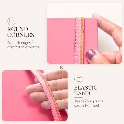 Image of NEORAH -A5 DOTTED | 368 Pages - 110 Gsm |PAGE A DAY JOURNAL (21x14.8 cm)-Hardcover Dot Grid Notebook |Back Pocket |3 Silk Book Mark - Completely HANDMADE for Journaling,writing- PINK