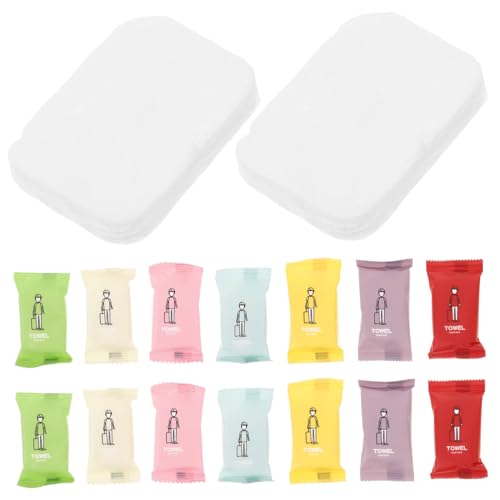 HAKIDZEL 70pcs Mini Disposable Compressed Towels Travel Washcloths for Camping Hiking Soft Portable Face Towels Convenient Packaging for Easy Use
