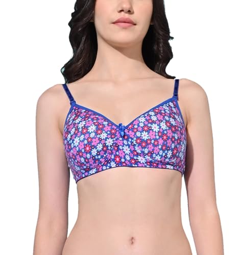 Image of FIMS - Fashion is my style Women Cotton Blend Padded Non-Wired Everyday Bra Pack of 1 Cup- B Multicolor