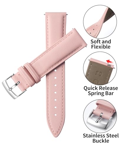 Image of BINLUN Leather Watch Bands Quick Release Premium Calfskin Replacement Watch Strap Multicolors Watchbands for Men Women 12mm 14mm 16mm 18mm 19mm 20mm 21mm 22mm