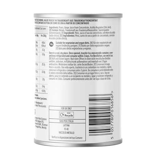 by Amazon Birnen, Halbe Frucht In Traubensaft aus Traubensaftkonzentrat, 411g