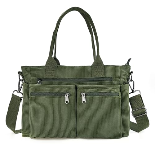 Image of KAMEILONG Womens Casual Corduroy Tote Bags with Multiple Pockets Hobo Crossbody Bag Travel Shoulder Bags Cute Purse Handbag