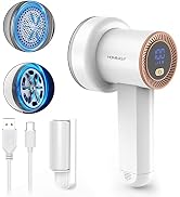Fabric Shaver Fuzz Remover Rechargeable, HOMEASY Electric Lint Remover Shaver with 3 Blades & LED...