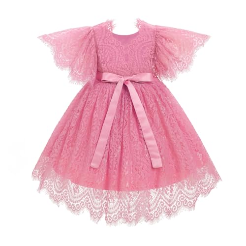 EULIMENE Baby Girl Flower Dress Summer Toddler Dresses Floral Lace Wedding Party Tutu Dresses Pageant Princess Birthday Dress Dirty Pink 2-3Y — view 4