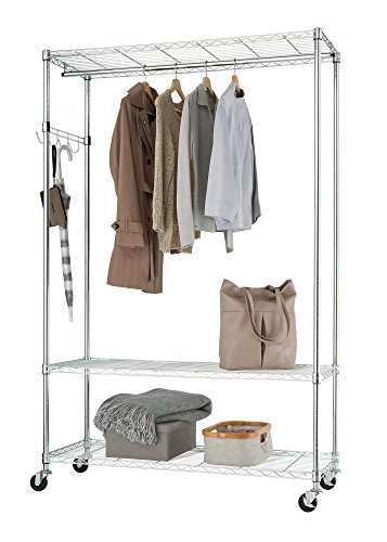 Trinity Ecostorage Rolling Garment Rack With Shelves Hooks For Clothing Storage For Bedroom, Closet Organization, Entryway, And More, Chrome, 48” W X 18” D X 75.7” H, X X #TOP5