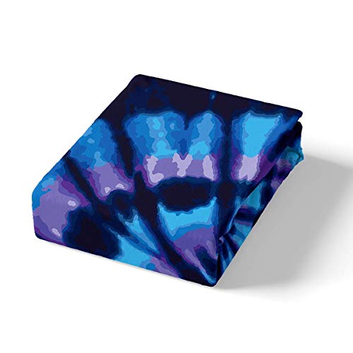 Tie Dye Bed Sheets Full Size 4 Pieces Blue Spiral Room Decor Sheet Set With Deep Pocket Watercolor Swirl Shape Bedding Set For Kids Soft Cool Hotel Fitted Sheet Luxury Microfiber Flat Sheet #TOP2