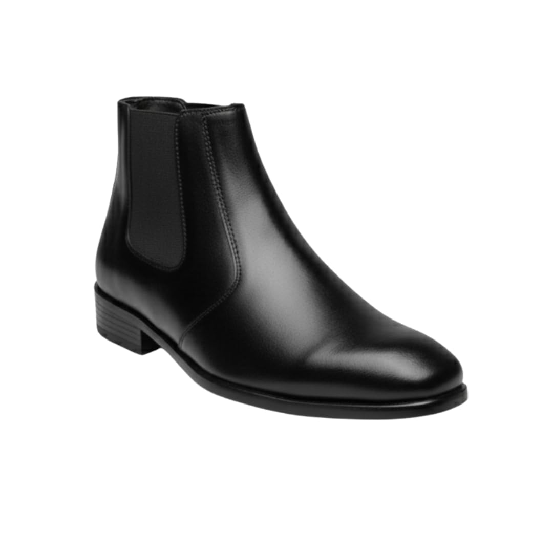 Double Five Juhu Black Croco Chelsea Boots for Men | Premium Vegan Leather | Slip-On Elastic Side | Formal & Smart Casual Ankle Boots-image-32