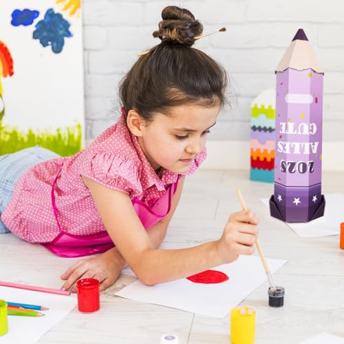 Schultüte,Geschwisterschultüte Bleistiftform, Schultüte Mit Namen, 3D Bastelschultüte Wellpappe, 41 CM Geschenkverpackung für Schulanfänger,Pappbox für Schulmaterialien zur Einschulung Schulanfang