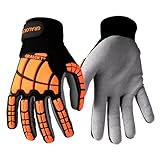 Graloky Safety Work Gloves for Men Women, Impact Work Gloves, Cut Resistant Gloves with TPR, Touchscreen Nitrile Grip Gloves (Red, Large)