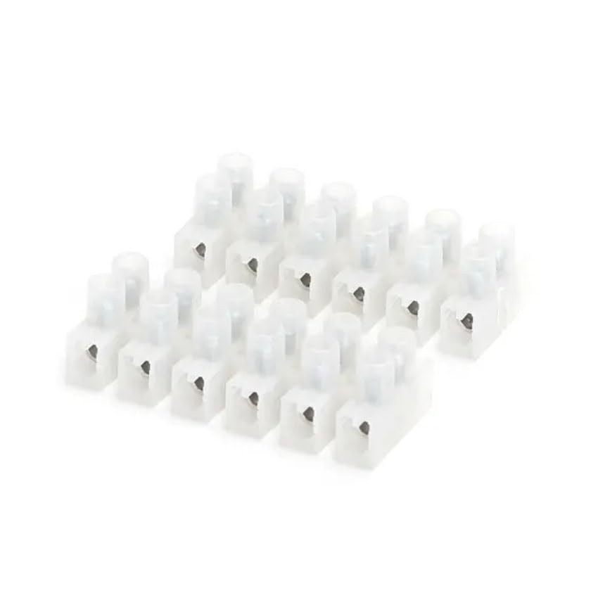 Bloque de terminales cóncavos de 6 pines, color blanco, ideal para conexiones eléctricas seguras y ordenadas.