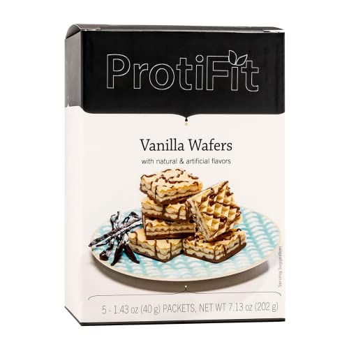 Proti Fit High Protein Wafer Bar - Vanilla (5 Servings/Box) - Trans Fat Free, Aspartame Free, Cholesterol Free