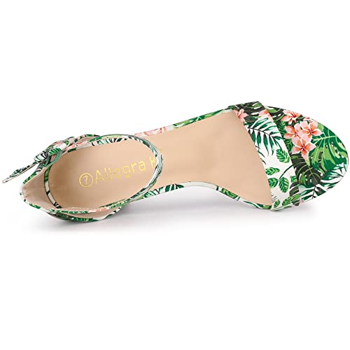 Image of Allegra K Women's Floral Print Open Toe Block High Heels Summer Sandals