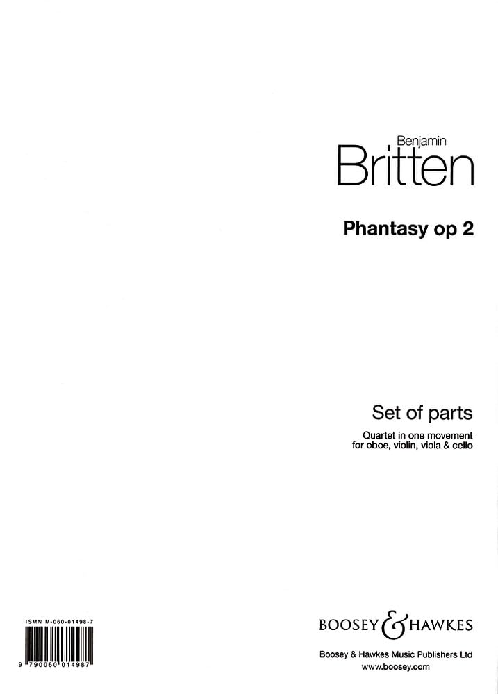 Phantasy: Quartet in one Movement. op. 2. Oboe, Violin, Viola and Violoncello. Jeu de parties.