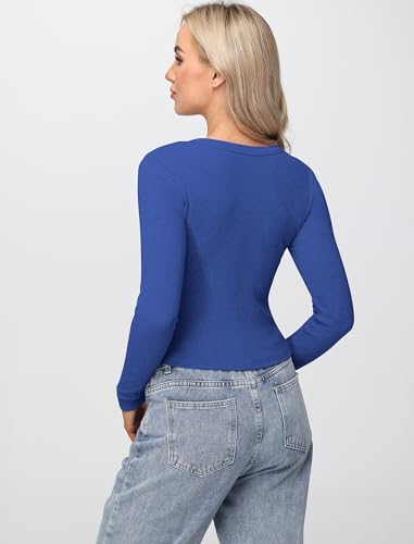Womens Long Sleeve Tops Fall Lightweight Cardigan Cropped Going Out Shirts Ribbed Button Down Cute Trendy 2025
