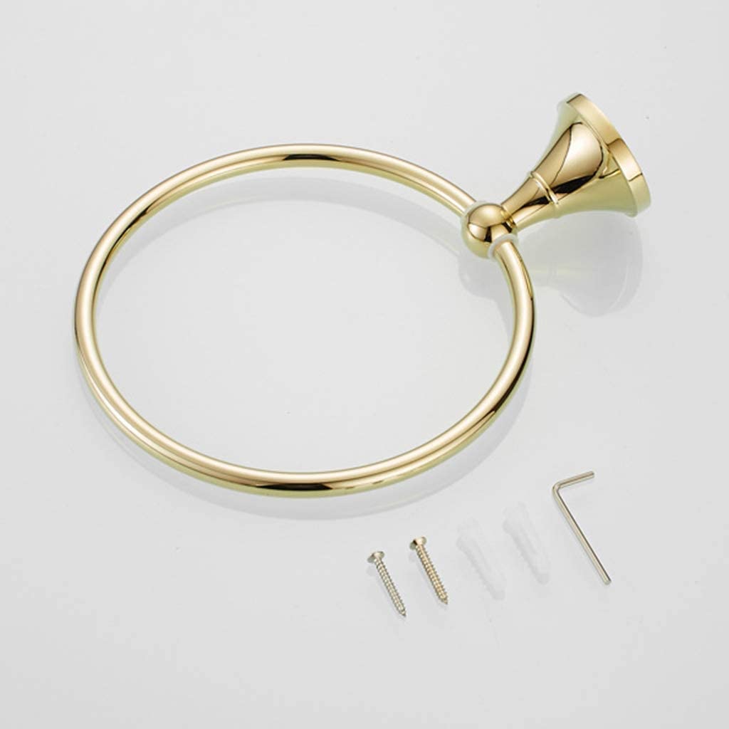 Gold Handtuchring, Wandmontierte Runde Handtuchring Badezimmer Hardware Dekoration Zubehör Haushaltsüberzug Messing Handtuchständer Bad Handtuchstange