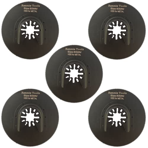 Pack of 5 x 80mm Round Oscillating Multi Tool Blades/Wood Cutter Saw Blades Set Compatible with Dremel Fein Multimaster Makita Stanley Worx Dewalt Multi Tool Etc Oscillating Multitool Blade