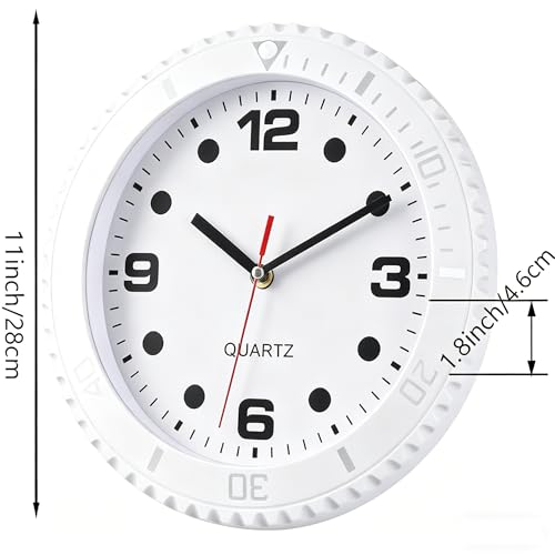 Reloj de pared silencioso analógico de 11 pulgadas blanco miniatura 2