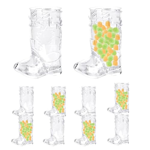 Acunny Cowboy Drink Cups, Funny Party Cups - 10 Pack Clear Reusable Beer Boot Cups Set, Compact Drinking Cups for Cowboy Boots, Cowboy Boots Gifts
