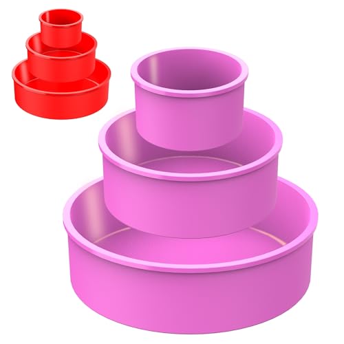 Moldes Silicona Reposteria Redondo 3Pcs | Molde para Tarta | Molde para Pastel | Molde Quiche | Molde SILICONA Bizcocho Horno | Moldes Silicona Freidora de Aire | Molde Desmontable Antiadherente