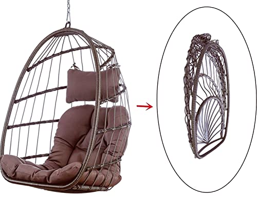 Wicker Ratten Swing Egg Chair With Stand Patio Hanging Basket Chair With Stand (Coffee) #TOP1