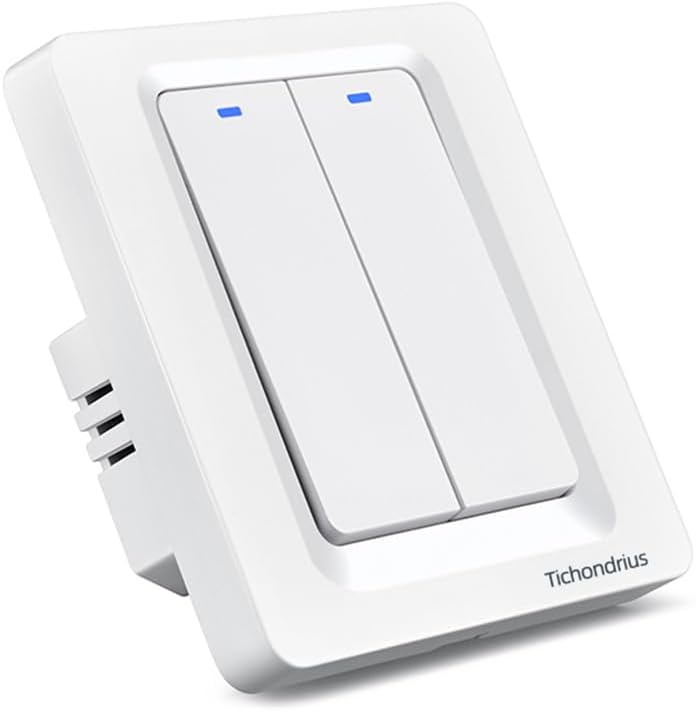 WiFi Smart Light Switch, Wireless Smart Wall Switch with Remote Control and Timer, Compatible with Alexa, Easy Installation, Neutral Wire Required (2 Gang Switch)