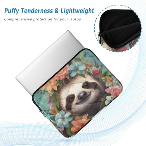 Funda para laptop con diseño de perezoso y flores 13-14 pulgadas miniatura 5