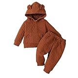 Alvivi Baby Jogginganzug Kapuzenpullover mit Jogginghose Langarm Samt Flauschig Hausanzug Kinder Hoodie Bekleidung Sportanzug Aa Ziegelrot 50-62