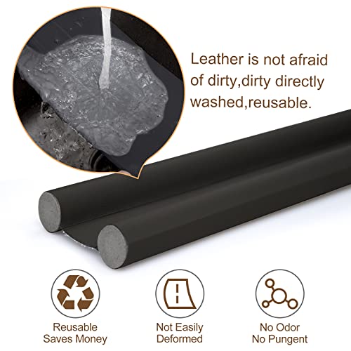 2Pcs Under Door Draft Stopper,Twin Door Draft Blocker Weather Stripping Noise Cold Air Blocker Window,Washable,Dust Proof,Removable,Adjustable Door Sweeps 38"(Black) #TOP5