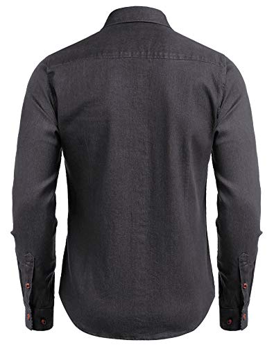 Coofandy Jeanshemd voor heren, denim shirt met lange mouwen, in cowboy-stijl, hemd voor heren, met Kent-kraag, geschikt voor de vrije tijd en zakelijk casual - Image 4