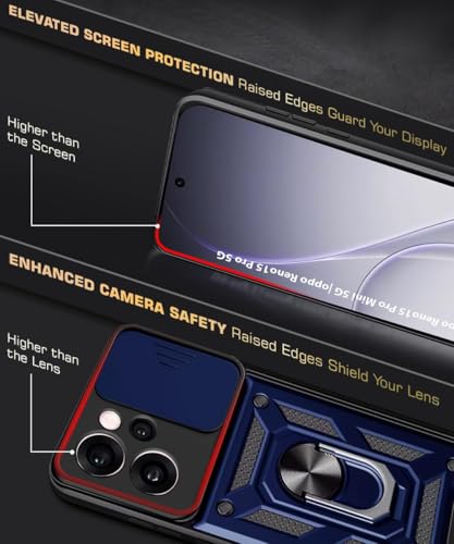 Image of Luxe Back Cover Compatible for Vivo Y51 Pro 5G / Vivo T5X 5G / iQOO Z11X 5G|D10 Tough Armor Case |Sliding Camera Shield |360 Protection |Kickstand Ring Holder | Military-Grade Bumper Case - Blue