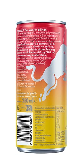 Red Bull, boisson énergisante, The Winter Edition, Goût Pomme Fuji Gingembre, 24x250ml
