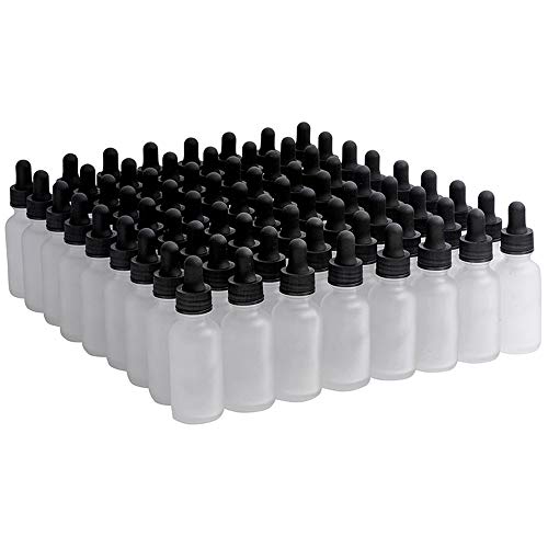 7 Colors Available - The Bottle Depot Bulk 72 Pack 1oz Clear Frosted Glass Bottles With Dropper; Wholesale Quantity for Essential Oils Serums with Pretty Frosted Finish to Protect and Preserve Quality