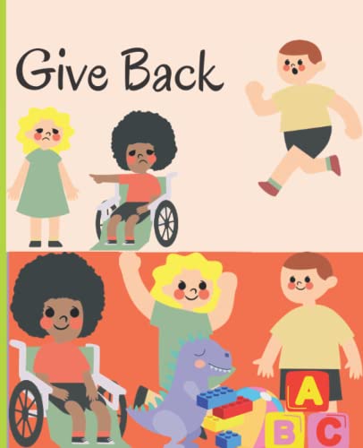 Giving back journal for kids, give to the less fortunate, donating toys notebook 108 lined pages, multipurpose, glossy cover, 7.5 X 9.25 inches