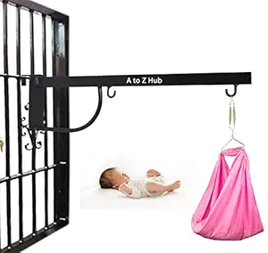 A to Z Hub Window Cradle Metal Portable Hanger/Ghodiyu/Baby Cradle/Jhula/Parna/Baby Sleeping Swing, Black