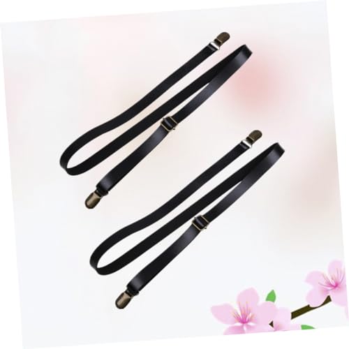 FRCOLOR 2Pcs Adjustable Elastic Braces Pants Straps for Non Slip PU Leather Trousers Suspenders with Strong Clips for Boys and Durable Design4