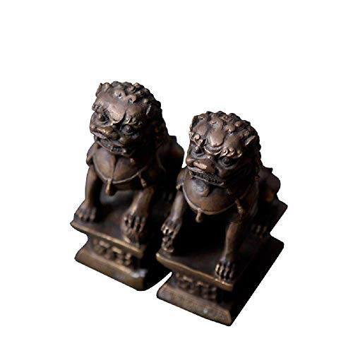 Sculptures de lion en cuivre Feng Shui : statues de protection pour salon et entrée de maison