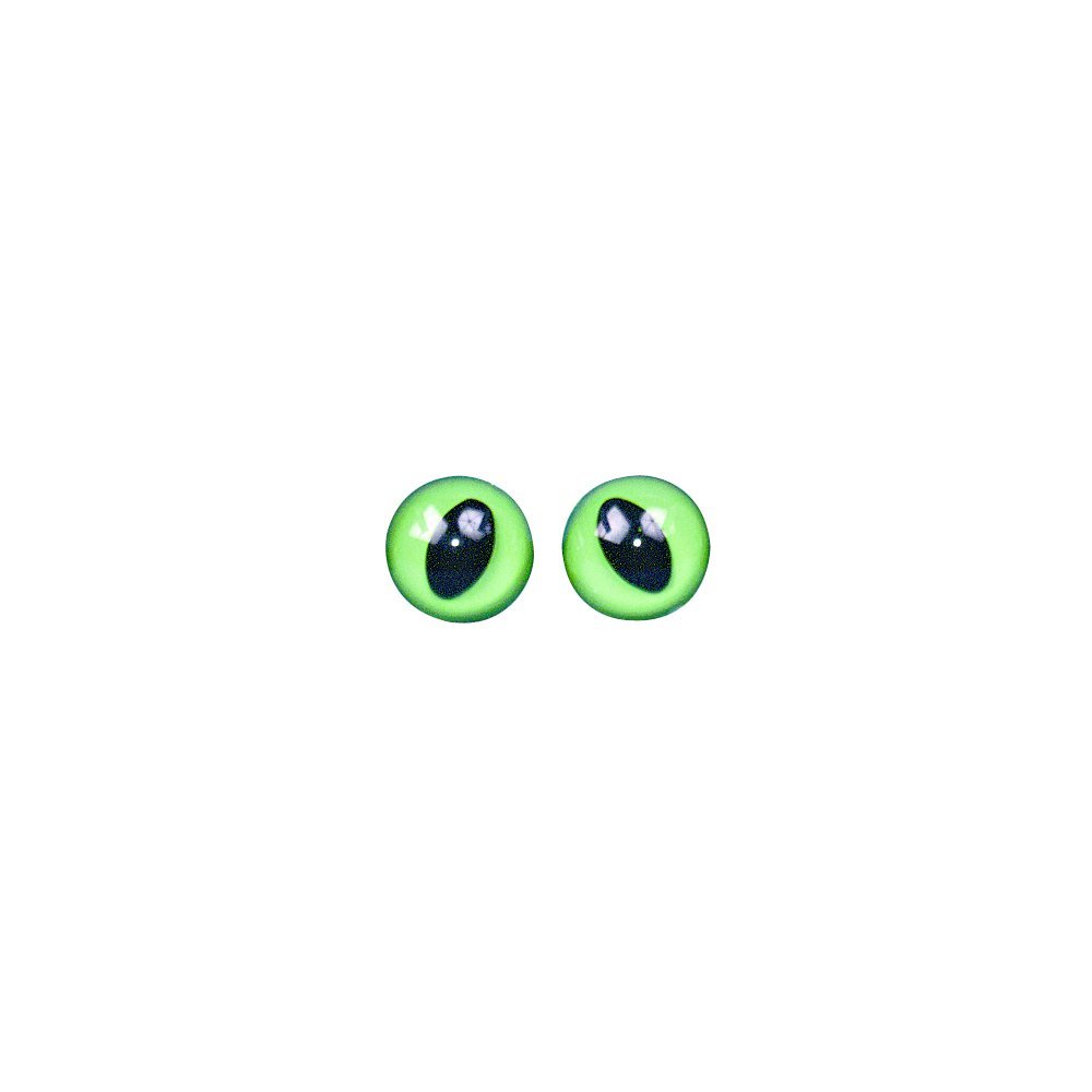 Rayher 8902800 Cat Eyes, Plastic for Sew-on, Green/Black, 12 mm Diameter, Pack of 6, Animal Eyes