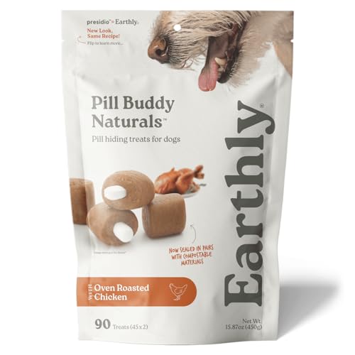 Presidio Earthly Pill Buddy Naturals - Chicken Recipe Pill Hiding Treats for Dogs - Make A Perfect Pill Concealing Pocket Or Pouch for Any Size Medication - 90 Servings