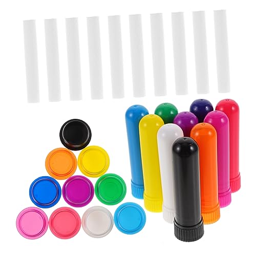Vaguelly 10piezas Inhaladores para Aceites Esenciales con Mecha Colorida Tubos Aromaterapia para Mejorar Respiración y Aliviar Congestión Nasal