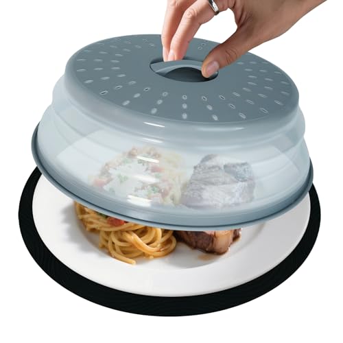Image of 12 inch Large Microwave Splatter Cover & Silicone Mat, Foldable Food Cover and Raised Handle, BPA-Free Splatter Guard Lid, Multi-Purpose Heat-Resistant Mat for Pots,and Kitchen