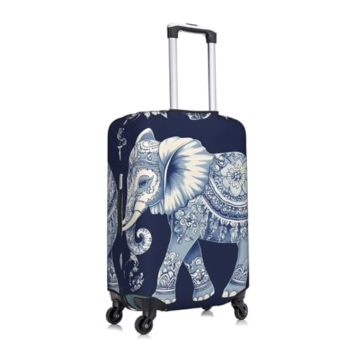 Colorful Paisley Elephant Elastic Travel Luggage Cover, Washable Spandex Suitcase Protector, Anti-Scratch Fits 18-32 Inch3