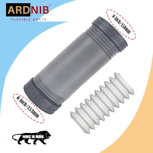 Image of 6 /150MM PVC Kitchen Chimney Pipe /Flexible Plastic Pipe /Flexible Duct Hose Pipe (8 Feet), Grey