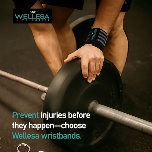 Image of Wellesa Wrist Support for Gym Workout | Wrist Band for Pain Relief & Weight Lifting | Wrist Wrap for Men & Women | Wrist Brace | Gym Accessories | One Size | Grey 4 Line
