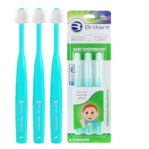Brilliant Oral Care Baby Toothbrush with Soft Bristles and Round Head, for a Toddler Approved, Easy to Use All-Around Clean Mouth, Ages 0-2 Years,...