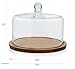 Libbey Acacia Wood Cake Stand with Dome Lid, Ball Top Handle Cake Holder with Lid, Covered Cake Stand, Durable Glass Dome Cover