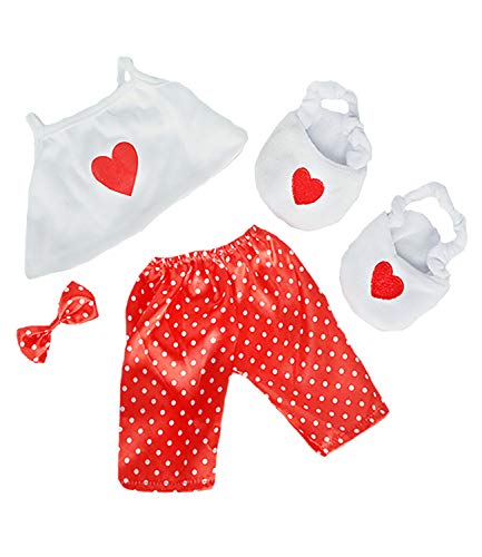 Satin Heart PJ's with Heart Slippers Teddy Bear Clothes Fits Most 14