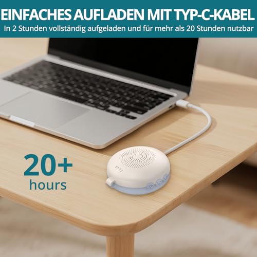 YGiTK White Noise Machine Mini-Tragbare Soundmaschine mit 12 Beruhigende Geräuschen, 3-Timer & Memory-Funktion, Typ-C Wiederaufladbar, Weißes Rauschen Maschine für Babys Erwachsene (Helle Aprikose)