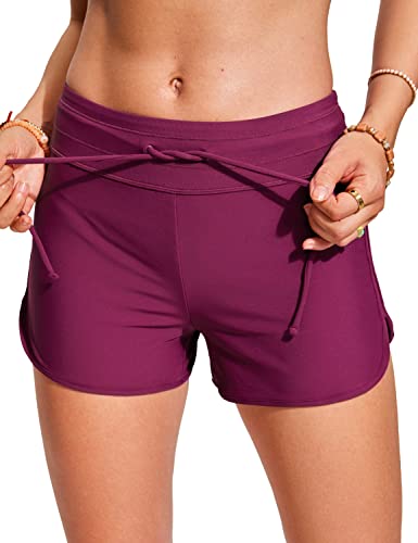 Image of CRZ YOGA Dolphin Classic Fit Board Shorts 3'' | Built in Brief, High Waisted, Tummy Control, Beach, Swim Trunks for Women